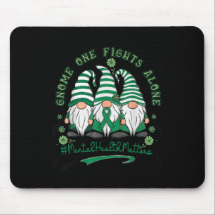 Mental Health Awareness Support Squad Gnome Green Mouse Pad
