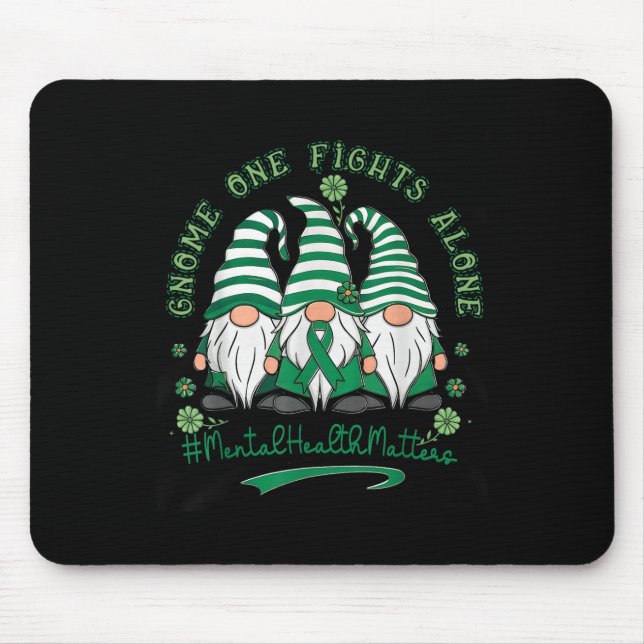 Mental Health Awareness Support Squad Gnome Green  Mouse Pad (Front)