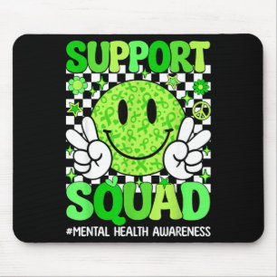 Mental health awareness support squad green ribbon mouse pad