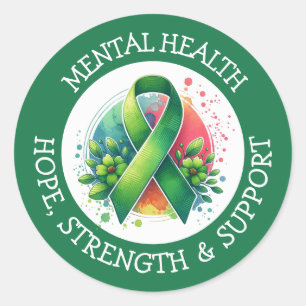 Mental Health Awareness - Support Strength Support Classic Round Sticker
