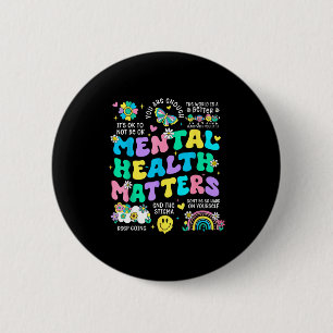 Mental health awareness therapy human brain 6 cm round badge