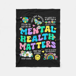 Mental health awareness therapy human brain fleece blanket