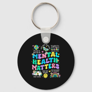 Mental health awareness therapy human brain key ring