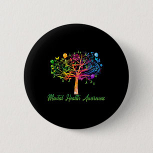 Mental Health Awareness Tree Ribbon  6 Cm Round Badge