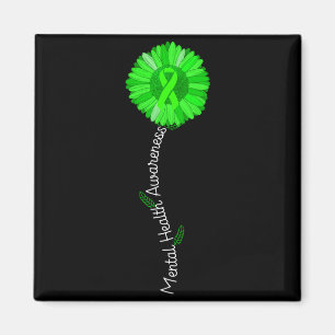 Mental Health Awareness Tree Suower Green Ribbon Magnet