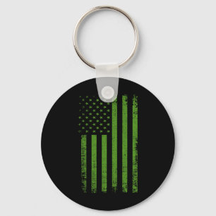 Mental Health Awareness USA Flag Green Flag Key Ring