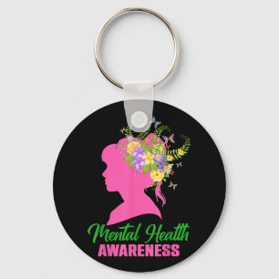 Mental Health Awareness Warriors Flowers Hair Wome Key Ring