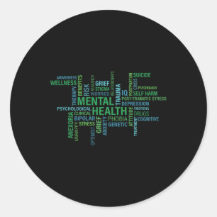 Mental Health Awareness Word Spread Classic Round Sticker