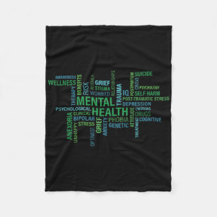 Mental Health Awareness Word Spread Fleece Blanket