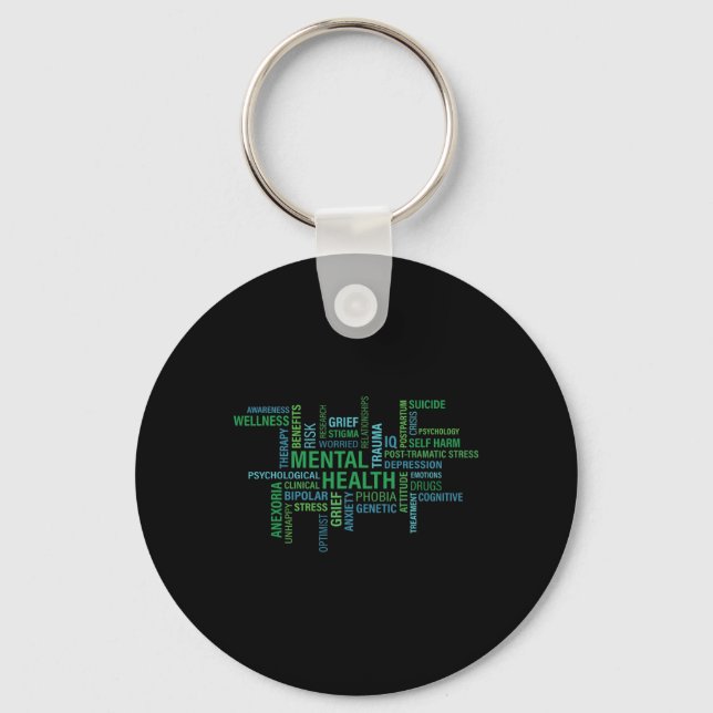Mental Health Awareness Word Spread  Key Ring (Front)