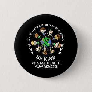 Mental Health Be Kind Kids Around World Awareness 6 Cm Round Badge