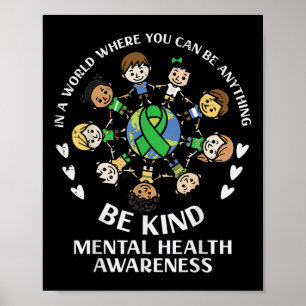 Mental Health Be Kind Kids Around World Awareness Poster