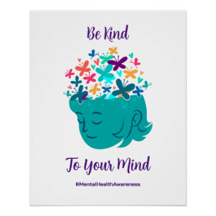 Mental Health Be Kind to Your Mind Personalise Poster