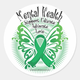 Mental Health Butterfly 3 Classic Round Sticker