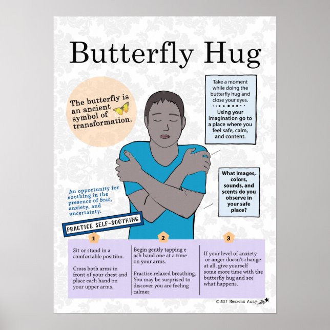 Mental Health Butterfly Hug Poster for Adults (Front)