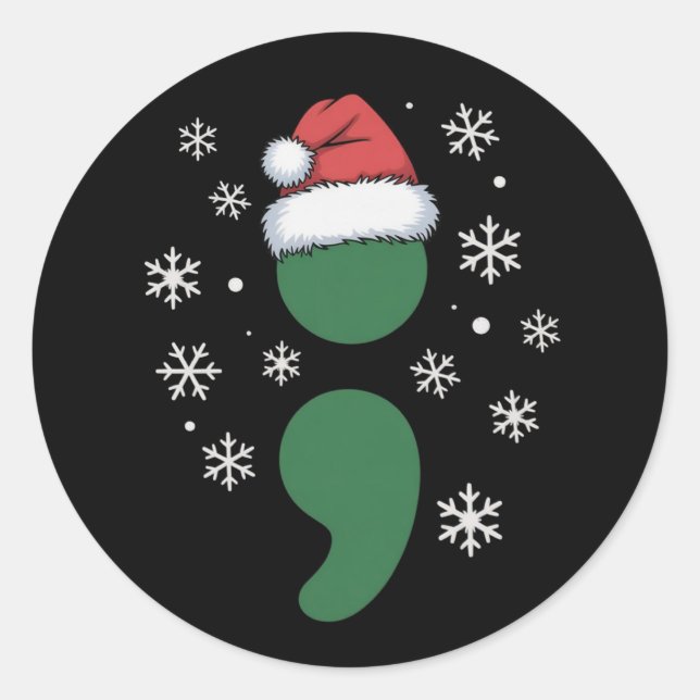Mental Health Christmas Depression Awareness Xmas Classic Round Sticker (Front)