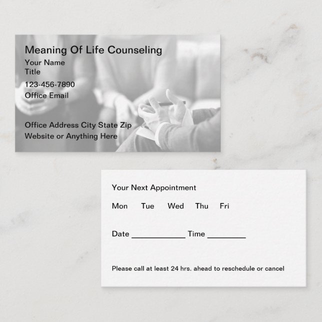 Mental Health Counseling Psychotherapy Appointment Business Card (Front/Back)