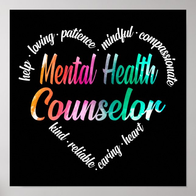 Mental Health Counsellor Heart Word Cloud Poster (Front)