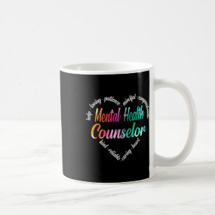 Mental Health Counsellor Heart Word Cloud Watercol Coffee Mug