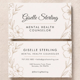 Mental Health Counselor Botanical Floral  Business Card
