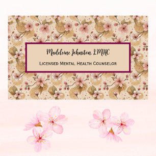 Mental Health Counselor Cherry Blossom Sakura  Business Card