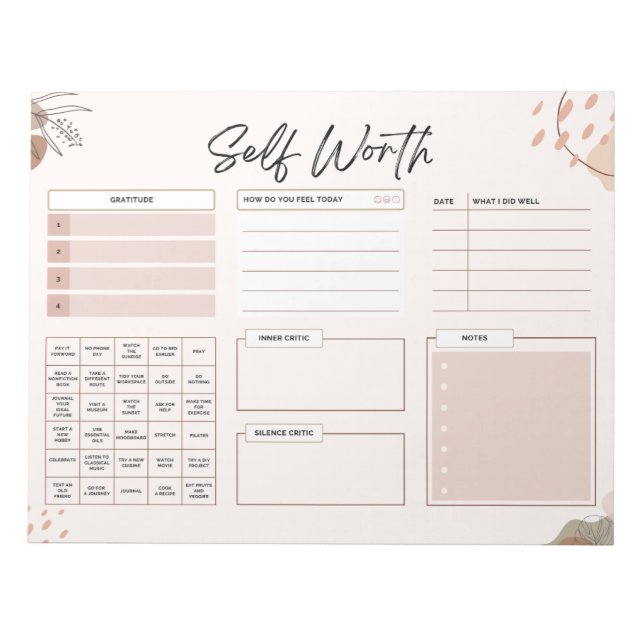 Mental Health Daily Gratitude Dry Erase Board Tan Notepad (Front)