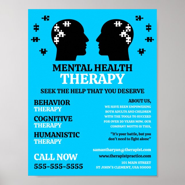 Mental Health Design, Psychotherapist, Therapy Poster (Front)