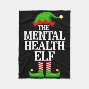 Mental Health Elf Family Matching Group Funny Chri Fleece Blanket