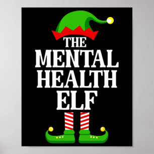 Mental Health Elf Family Matching Group Funny Chri Poster
