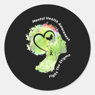 Mental Health Fight The Stigma Mental Health Aware Classic Round Sticker