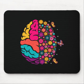 Mental Health Floral Brain Depression Awareness Co Mouse Pad