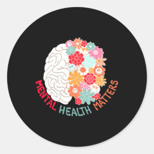 Mental Health Flower Brain Suicide Awareness And P Classic Round Sticker