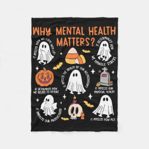Mental Health Ghost Halloween Therapist School Psy Fleece Blanket