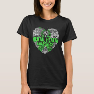 Mental Health Green Ribbon Awareness Support T-Shirt