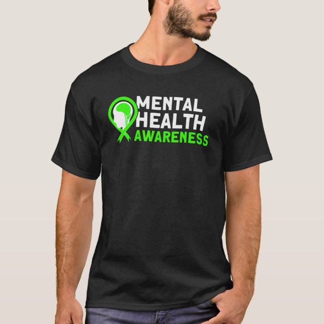 Mental Health Green Ribbon Mental Health Awareness T-Shirt (Front)