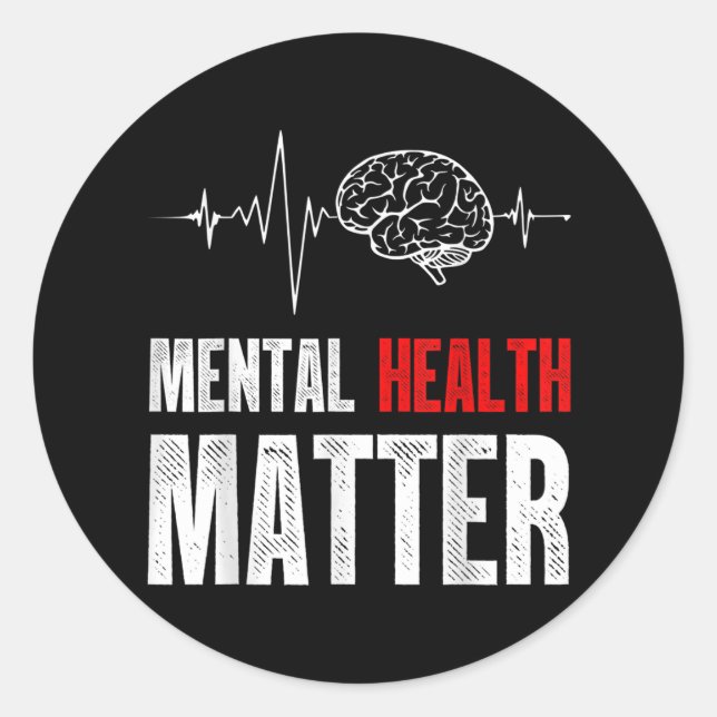 Mental Health Human Brain Problem Awareness  Classic Round Sticker (Front)