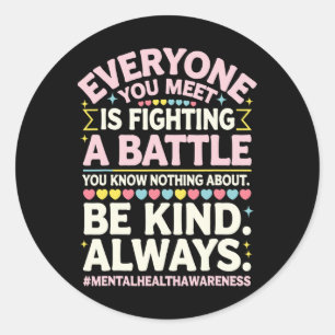 Mental Health Illness Awareness Month Depressed Pe Classic Round Sticker