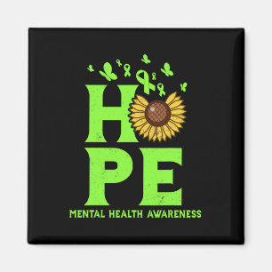 Mental Health Lime Green Hope Vintage Sunflower Aw Magnet