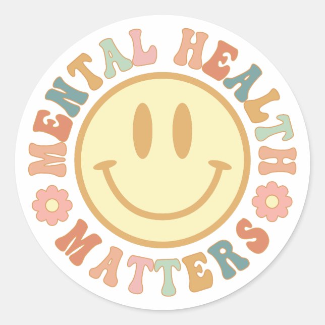 Mental Health Matters, Anxiety, Cute Mental Health Classic Round Sticker (Front)