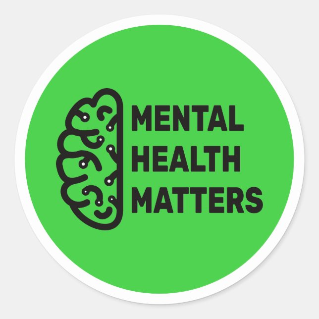 Mental Health Matters Awareness Brain Classic Round Sticker (Front)