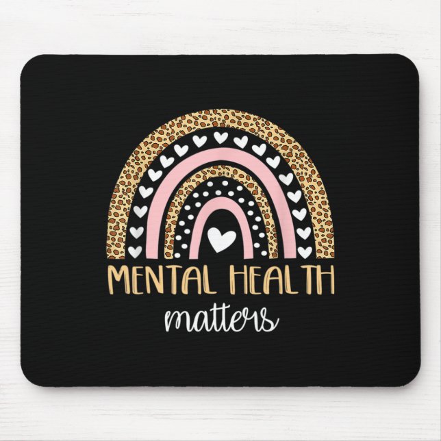 Mental Health Matters Boho Rainbow Awareness  Mouse Pad (Front)