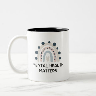 Mental Health Matters - Boho Rainbow  Two-Tone Coffee Mug
