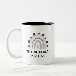 Mental Health Matters - Boho Rainbow Two-Tone Coffee Mug