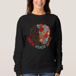 Mental Health Matters Brain Flower Awareness Kid M Sweatshirt