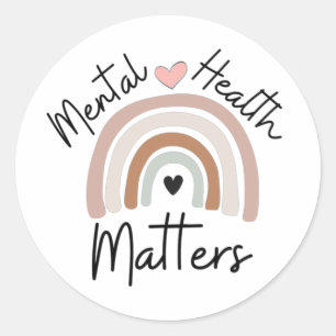 Mental Health Matters - Brown Rainbow Classic Round Sticker