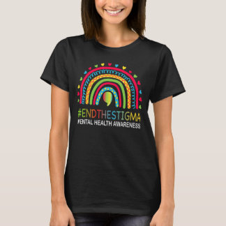 Mental Health Matters End The Stigma Rainbow Boho  T-Shirt