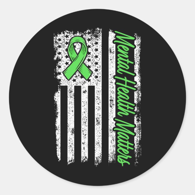 Mental Health Matters Fight Stigma Mental Health A Classic Round Sticker (Front)