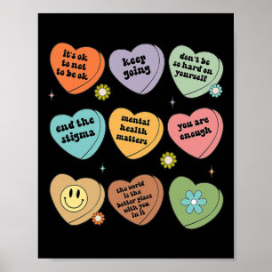 Mental Health Matters Floral Brain Graphic Health Poster