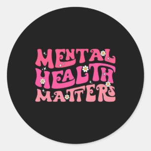 Mental Health Matters Groovy Psychologist Therapy Classic Round Sticker