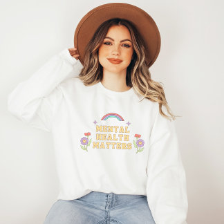 Mental Health Matters | Groovy Rainbow Peach Candy Sweatshirt